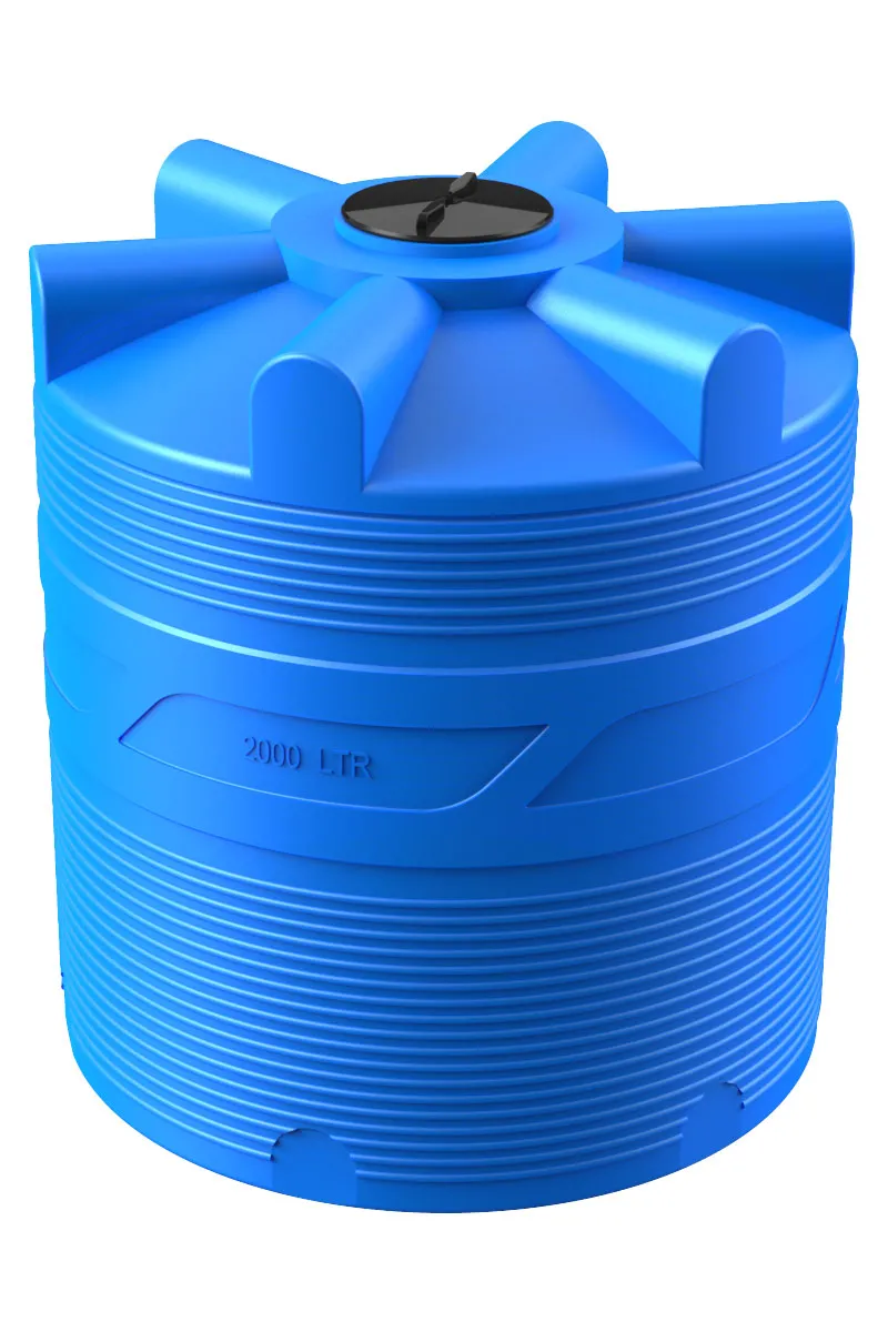 Емкость цилиндрическая вертикальная V 2000, 2 000 л, цвет синий (POLIMER GROUP)
